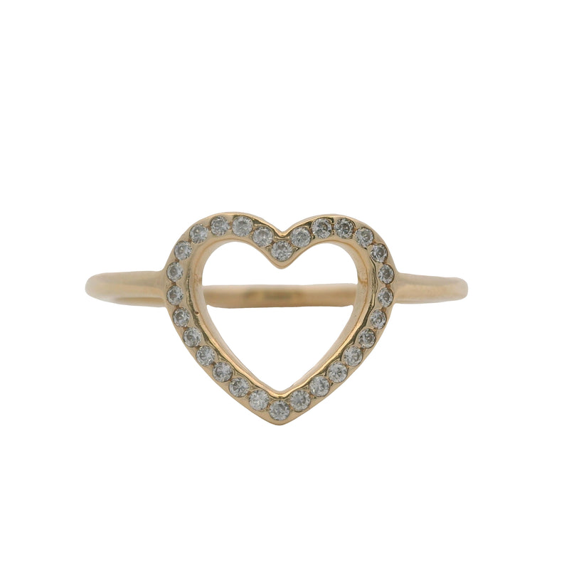 Pandora Solid 14kt Yellow Gold and Cubic Zirconia Open Captured Heart Ring Size 8.5