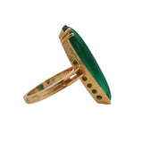 Vintage 14kt Yellow Gold Marquise Cabochon Chrysoprase Navette Ring Sz 5.75
