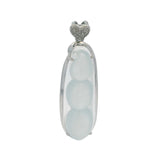 Vintage Solid 18kt White Gold Ice Jadite Jade Peapod Long Pendant with Diamond Cluster Heart