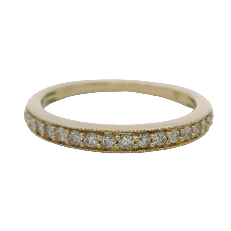 10kt Yellow Gold and Diamond Half-Eternity Stackable Wedding Band Ring Size 7