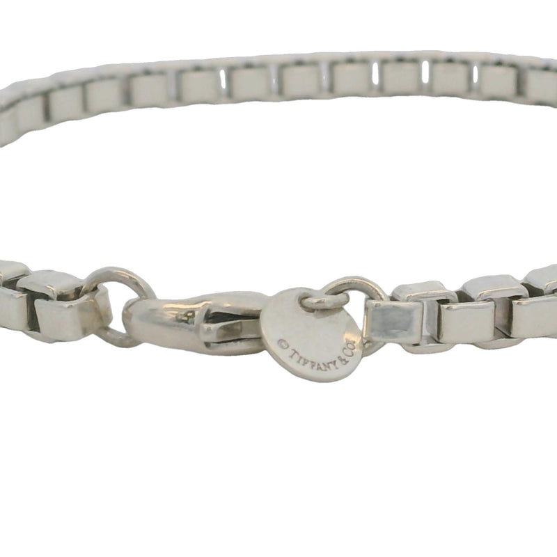 Tiffany & Co 925 Sterling Silver Venetian Box Link Chain 7.75" 4mm Bracelet