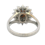 Solid 14kt White Gold Gray Opal Cocktail Ring with Double Diamond Starburst Halo Size 7