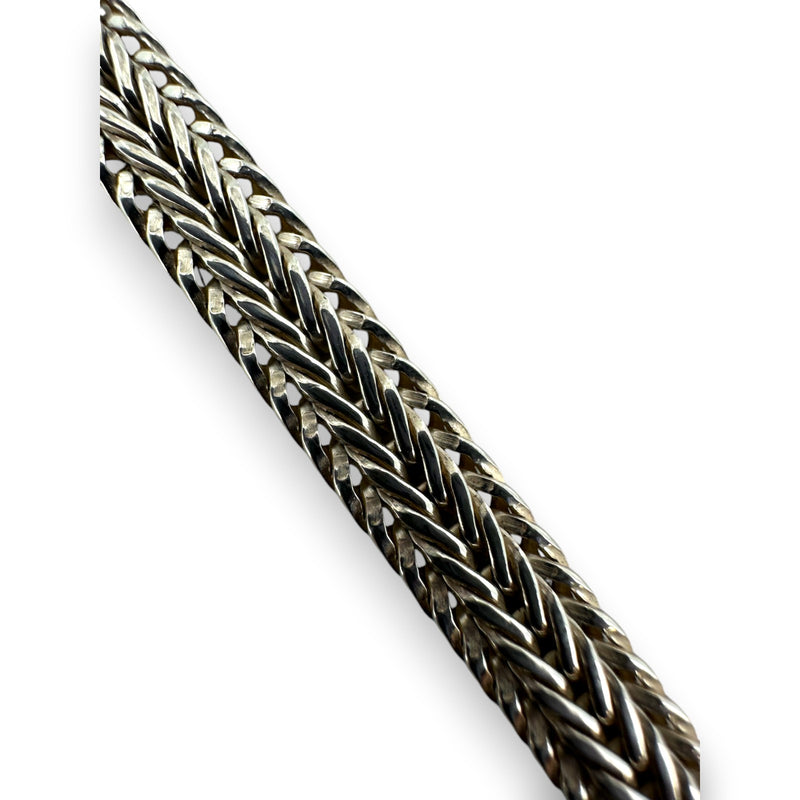 Didae Shablool 1980s 925 Sterling Silver and 14kt Yellow Gold Herringbone Chain 18" Medal Necklace Made in Israel