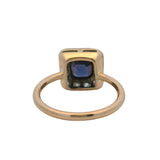 Antique 1890-1910s 14kt Yellow Gold Sapphire and Old Euro Diamond Halo Ring Size 5.5