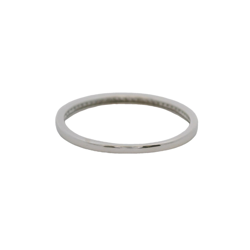 Solid 10kt White Gold and Diamond 1.7mm Thin Stackable Wedding Band Ring Size 7