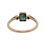 Vintage Handmade 14kt Yellow Gold Sapphire Solitaire Ring With 2 Side Diamonds Size 7.75