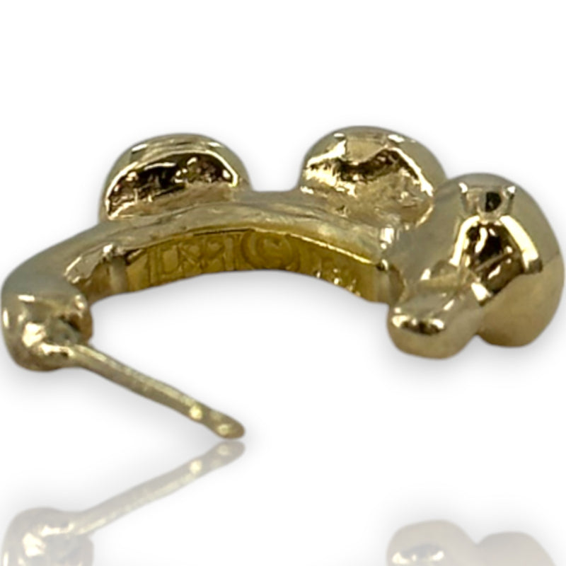 Solid 14k Yellow Gold Granulation Beaded 16mm Hoop Stud Earrings