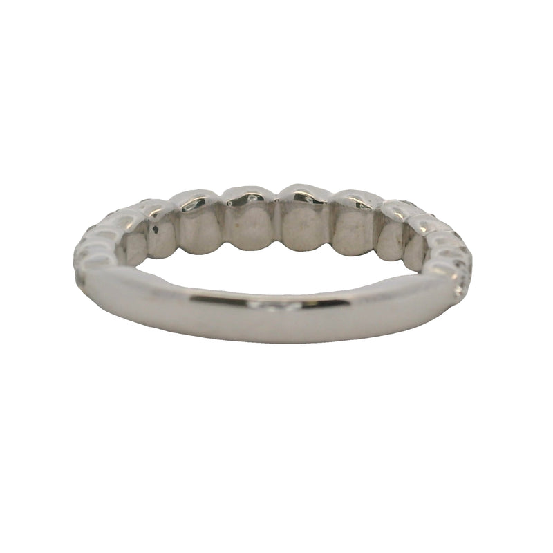 Solid 18kt White Gold and Graduated Diamond Half-Eternity Wedding Band Ring Size 3.5