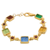 Tagliamonte Italian 18kt Yellow Gold Venetian Glass Animal Intaglio and Ruby 8.25" Bracelet