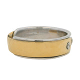 Baraka Italian Solid 18kt Yellow and White Gold Men's Solitaire 0.15ctw Diamond Industrial Band Ring Size 13.5
