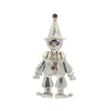Vintage Solid 925 Sterling Silver and Lab Ruby Dancing Clown Articulated Pendant
