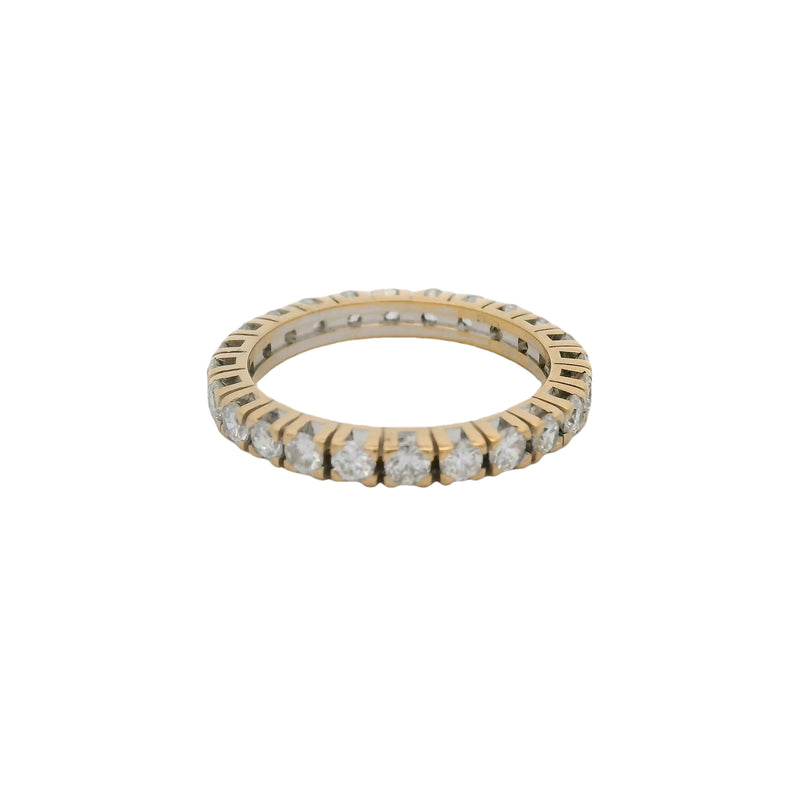 Solid 18kt Yellow Gold and Round Diamond 2.6mm Wide Eternity Band Ring Size 6