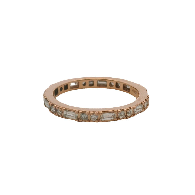 Solid 14kt Rose Gold and Multi-Cut Diamond Eternity Band Ring Size 7