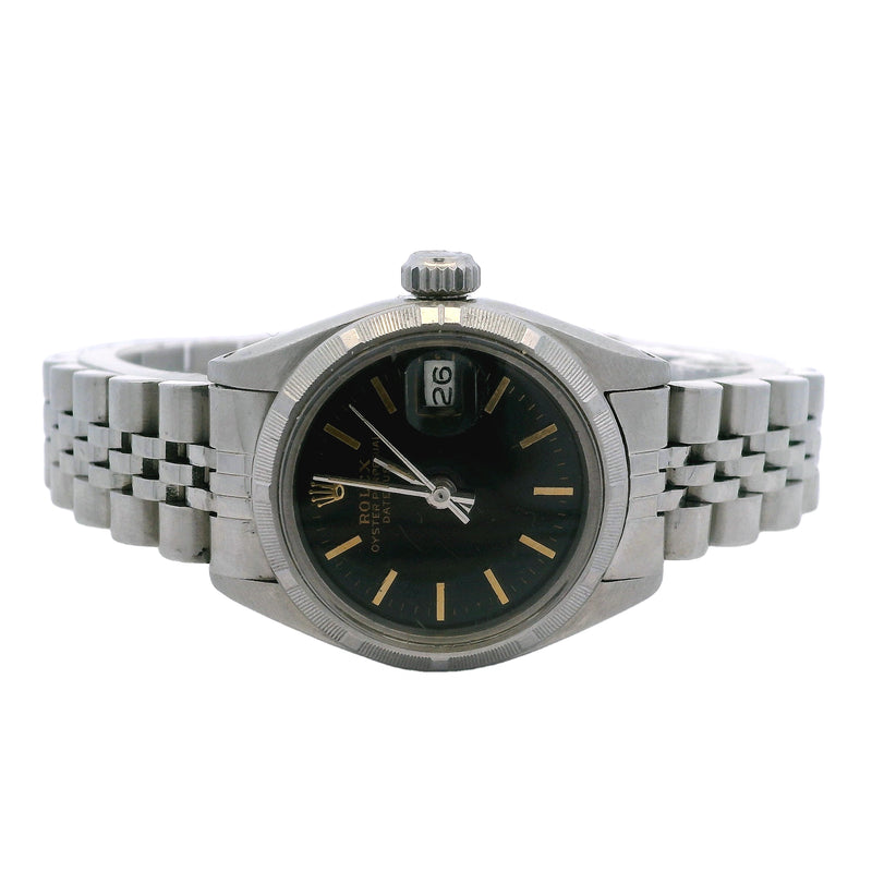 Rolex 6919 26mm Stainless Steel Datejust Black Dial Jubilee Band Watch