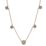 BH Solid 14kt Rose Gold 1.16ctw Diamond Multi Cluster 5 Station 18" Necklace