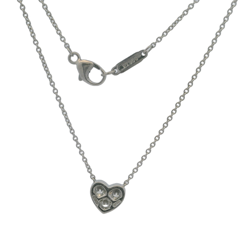 Tiffany & Co Solid 950 Platinum 3 Diamond 0.30ctw Sentimental Heart 16" Necklace