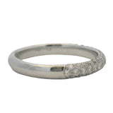 Solid 14kt White Gold and Diamond Cluster Pave Stackable 3mm Band Ring Size 6.5