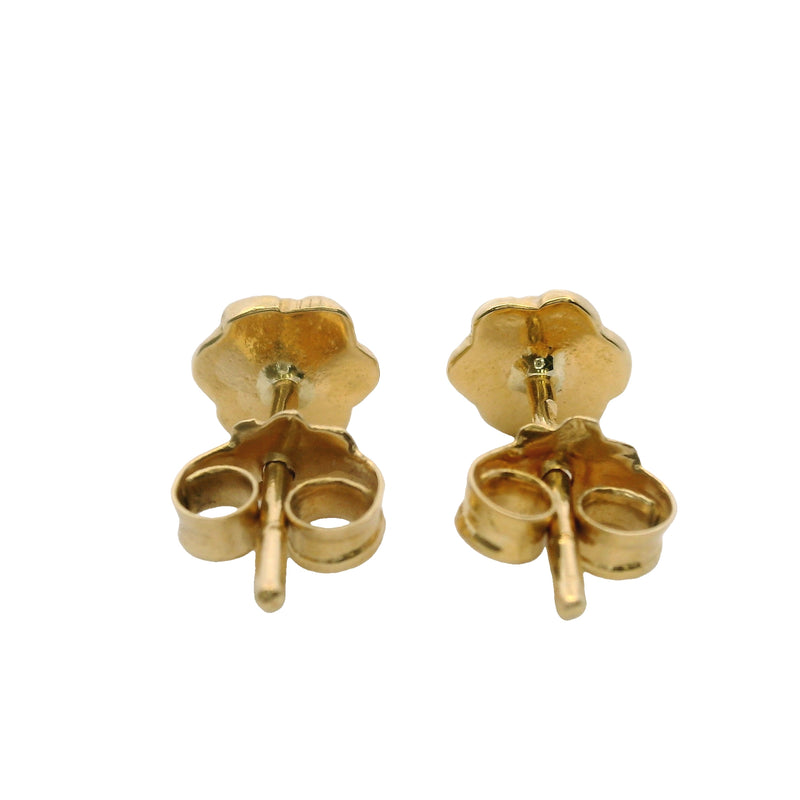 Vintage 2002 Egyptian Solid 18kt Yellow Gold 6.5mm Flower Stud Earrings