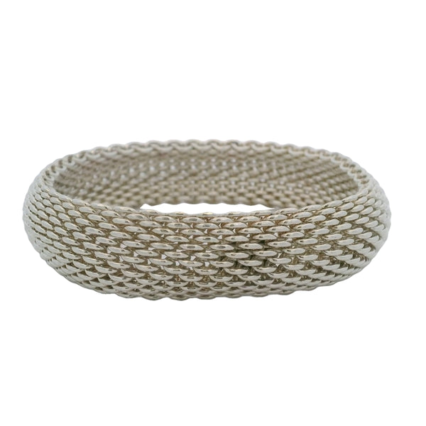 Tiffany & Co 925 Sterling Silver Somerset Mesh Bangle 8.5" 15.5mm Wide Bracelet