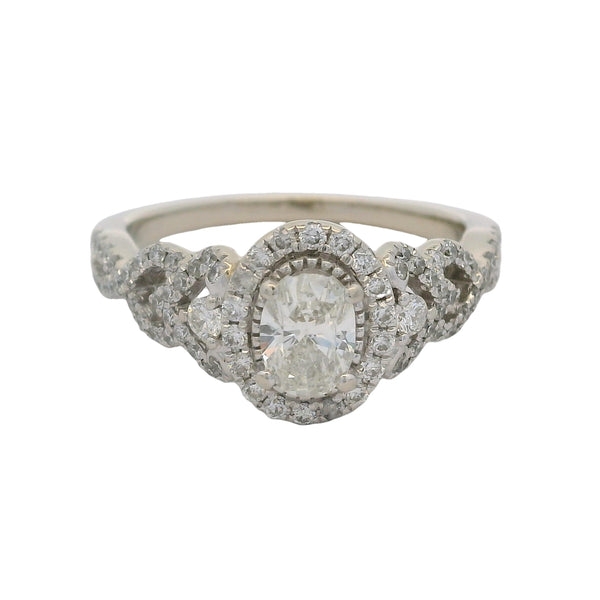 Vera Wang Love Oval 0.50ct Diamond Solitaire Ring with Diamond Halo and Twisted Band Size 8