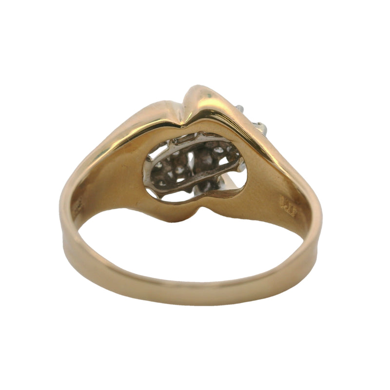 Vintage 1960-70s Stylecrest 14kt Yellow Gold and Diamond Structural Cluster Ring Size 8.75