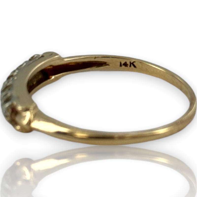 Vintage Granat Bros 1950s "First Lady" Collection 14kt Yellow Gold 5-Stone Diamond Wedding Accent Band Ring Size 8.5