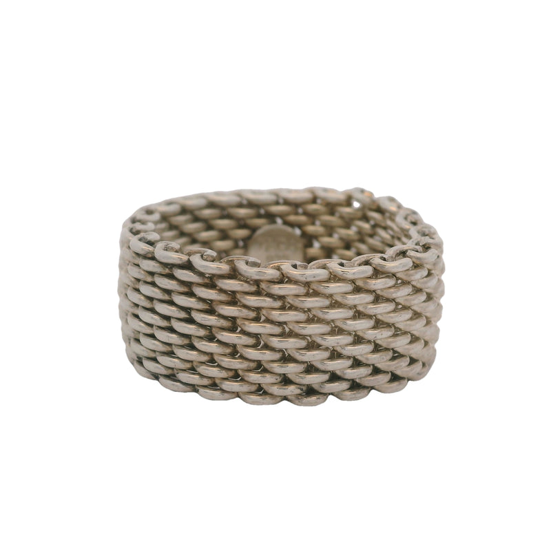 Tiffany & Co 925 Sterling Silver Somerset 10mm Wide Mesh Band Size 9