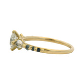 18kt Yellow Gold Diamond Sapphire Fantasy Style Solitaire Engagement Ring Size 6