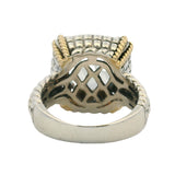 Solid 925 Sterling and 14kt Yellow Gold Prasiolite Diamond Cocktail Ring Size 7