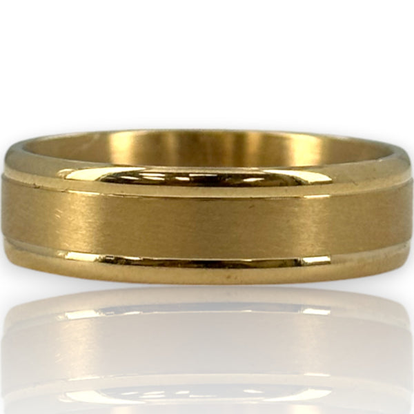 Anillo de bodas Blue Nile retirado de oro amarillo macizo de 14 kt con acabado satinado cepillado y lados pulidos, talla 8.5