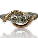 Kay Ever Us Collection 14kt White and Rose Gold Two-Stone 0.96ctw Diamond Wedding Ring Size 5.5