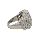Vintage 18kt White Gold Large 5.25ctw Diamond Pave Cluster Dome Ring Size 6.5