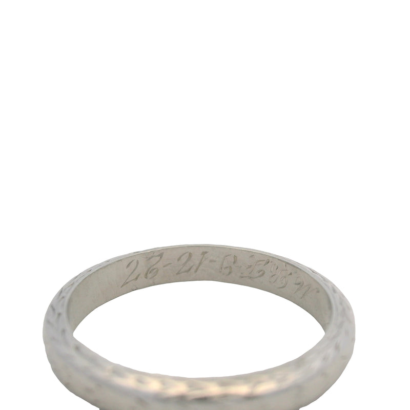 Antique c1927 Solid Platinum Wheat Pattern Wedding Band Stackable Ring Size 4.25