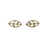 10kt Yellow Gold and CZ Cubic Zirconia Small Leaf Stud Earrings