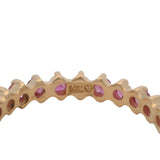 Vintage Solid 14kt Yellow Gold and 0.96ctw Natural Ruby 3.5mm Eternity Band Ring Size 7.75