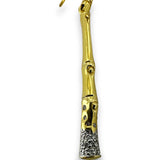 Retired Rare John Hardy 12 Bamboos Collection Solid 18kt Yellow Gold Bamboo Stick Hook Dangle Earrings with Diamonds