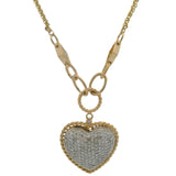 EFFY D'Oro Solid 14kt Yellow Gold and 0.75ctw Diamond Cluster Pave Heart Pendant 18" Necklace