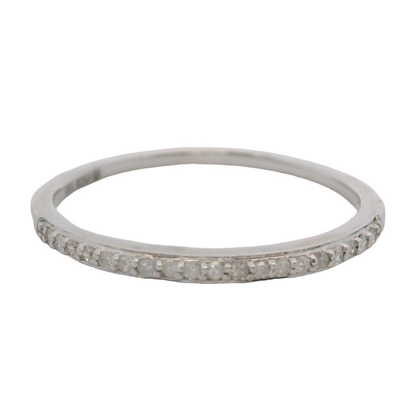 Anillo de boda apilable de oro blanco macizo de 14 kt y diamantes finos de 1,6 mm, talla 7,75