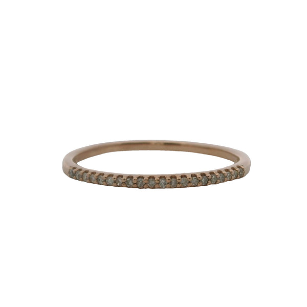 Anillo de boda apilable de oro rosa macizo de 10 kt y diamantes finos de 1,5 mm, talla 9