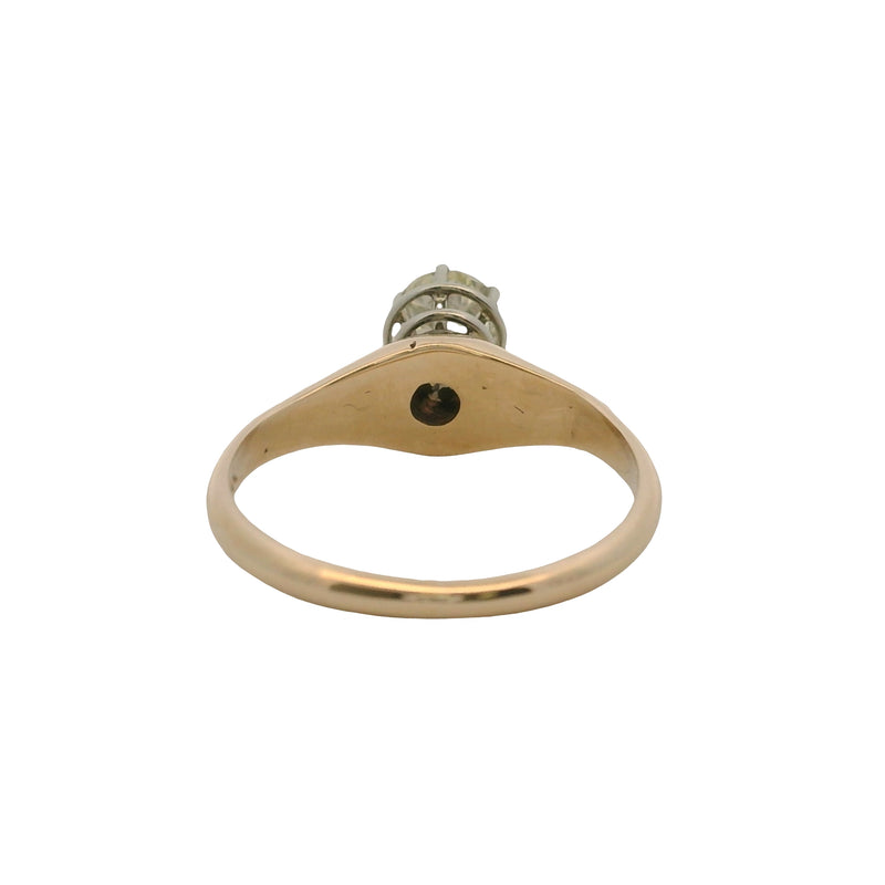Antique Victorian Unique 2-Tone Gold 0.48ct Old Euro Diamond High Set Solitaire Ring Size 5.25