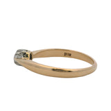 Antique Victorian Solid 14kt Yellow Gold and Old Mine Diamond Solitaire Stirrup Ring Size 7.75