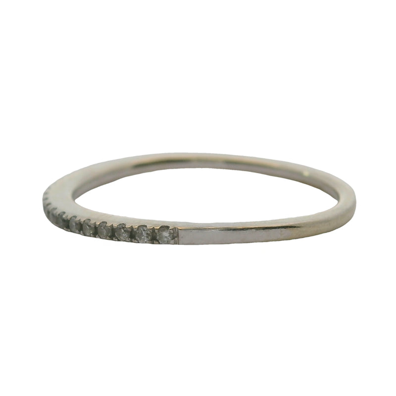 10kt White Gold and Diamond Line Stackable Wedding Band Ring Size 6.5