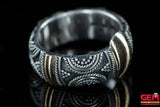 Suarti Indonesia Bali Solid 925 Sterling Silver & 18K 750 Yellow gold Accents Ring Size 7 3/4
