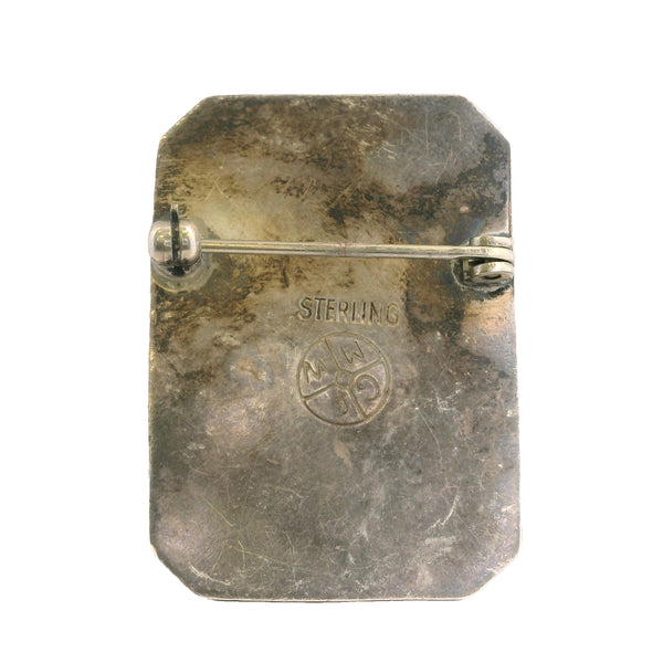 Vintage 1970s Great Falls Metal Works Elephant 925 Sterling Silver and Malachite Brooch