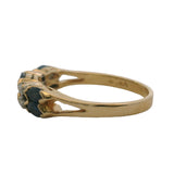 Vintage 14kt Yellow Gold Cluster Ring with Marquise Sapphires and Diamonds Size 5.5