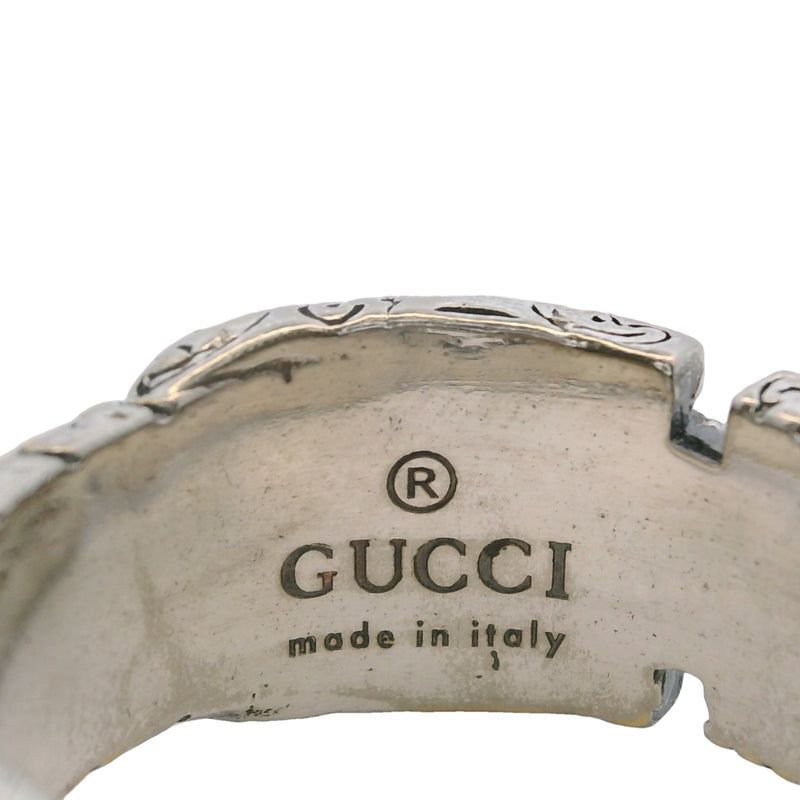Gucci Garden 925 Sterling Silver Interlocking G Swirl Pattern Belt Buckle Ring Size 9.5 Made In Italy