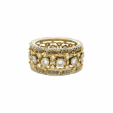 BUCCELLATI Retired 18kt 2-Tone Gold Rombi Eternelle Diamond 9.5mm Wide Eternity Band Ring Size 5