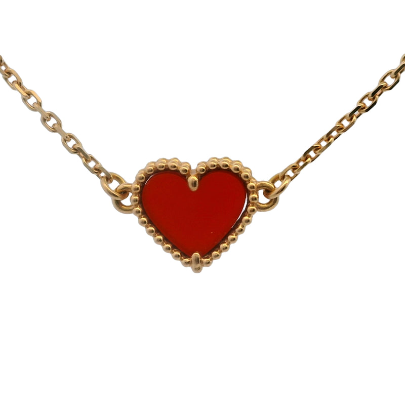 Van Cleef & Arpels Alhambra 18kt Rose Gold Sweetheart Carnelian Station 7" Bracelet