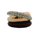 La Nouvelle Bague 18kt Gold 0.76ctw Diamond Red Enamel Crossover Bombe Ring Sz 7
