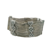 Vintage Turkish Solid 925 Sterling Silver Birds and Flowers Multi-Chain Bracelet 7.5"